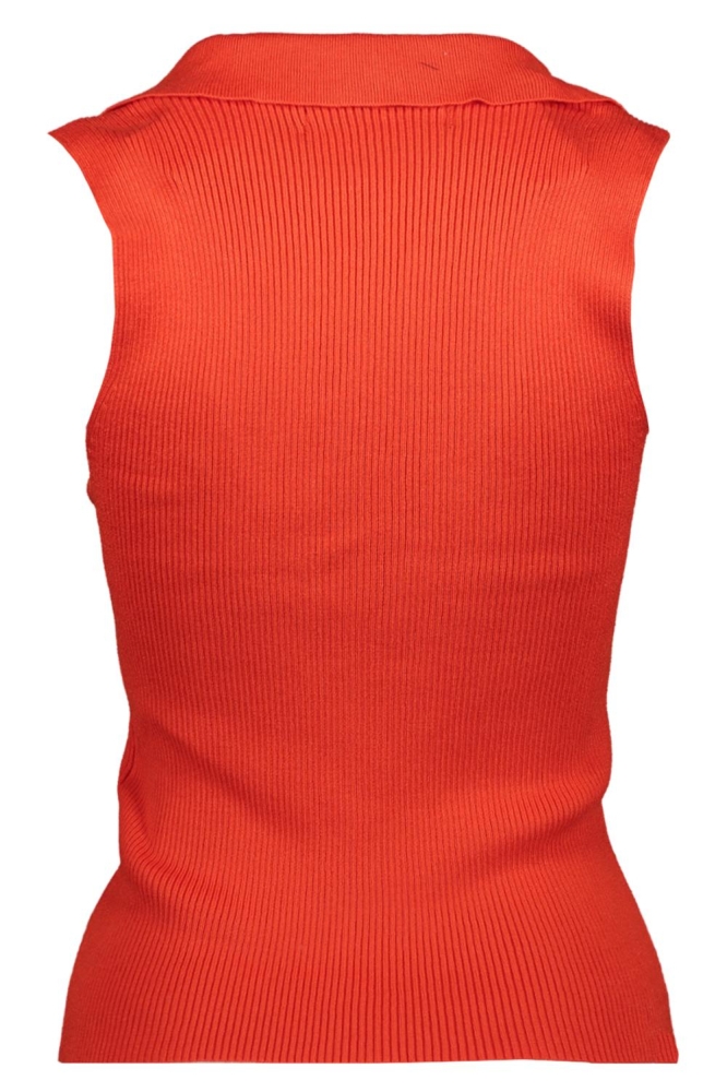 VMWILLOW SL V-NECK POLO TOP 10330770 FIERY RED